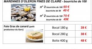 Ventes huîtres et foie gras